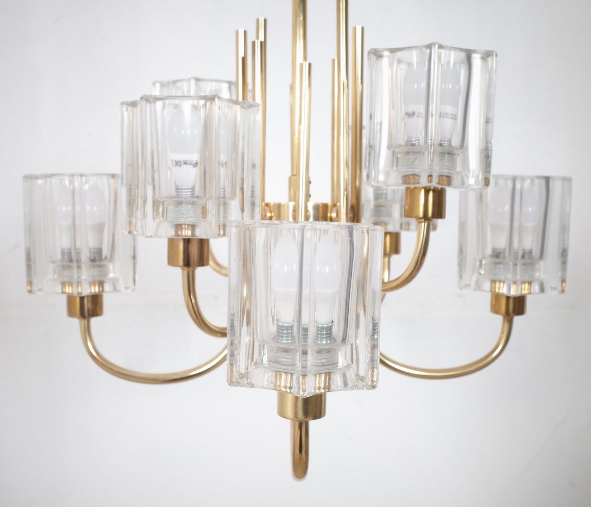 Crystal Glass Chandelier By Peill & Putzler 1970s photo 992.0