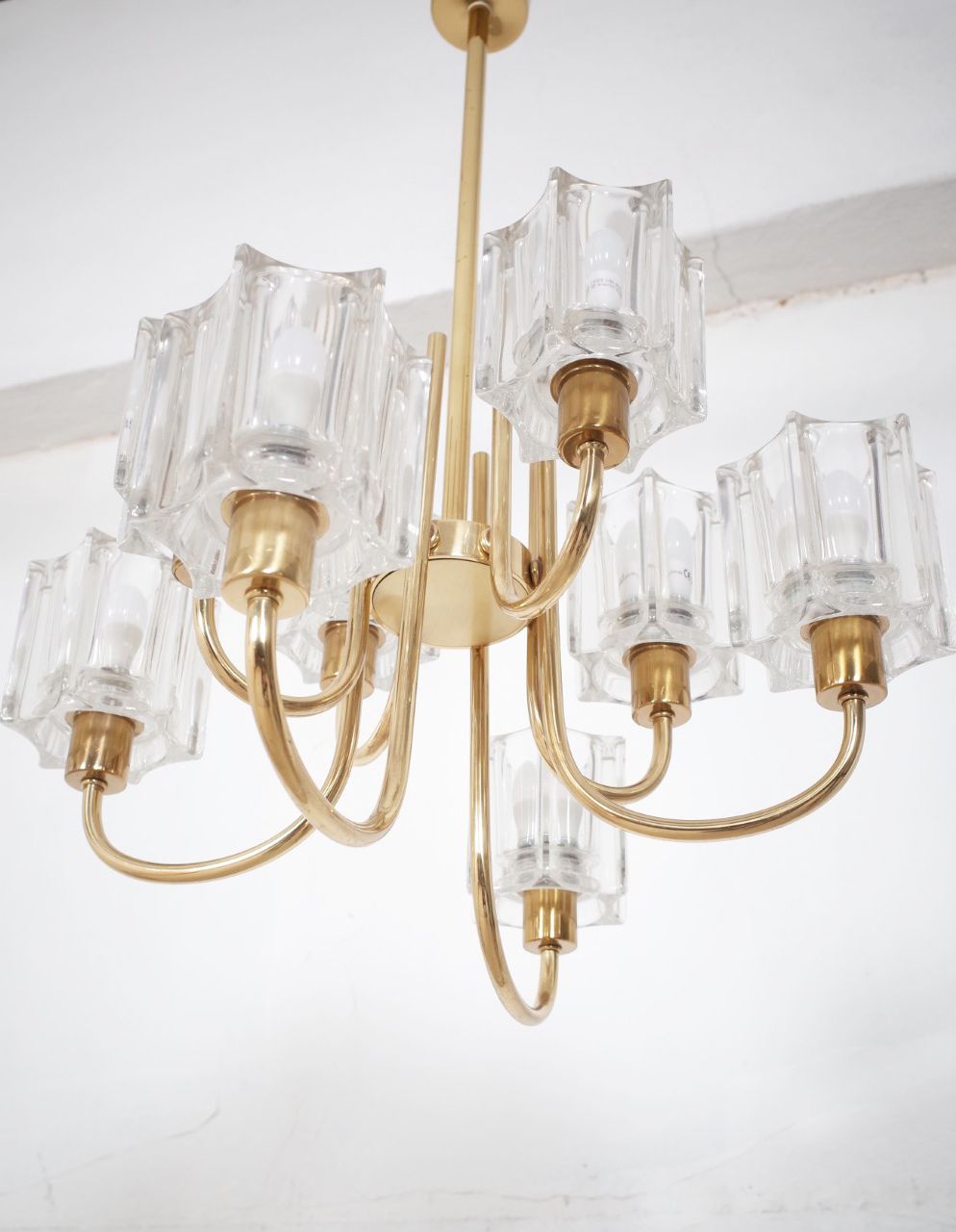 Crystal Glass Chandelier By Peill & Putzler 1970s photo vintage