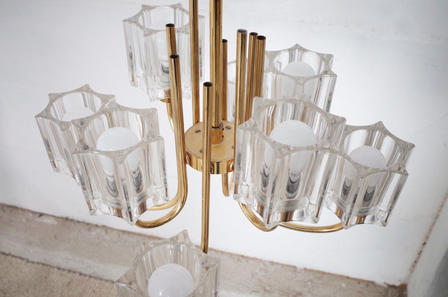 photo furniture Crystal Glass Chandelier By Peill & Putzler 1970s