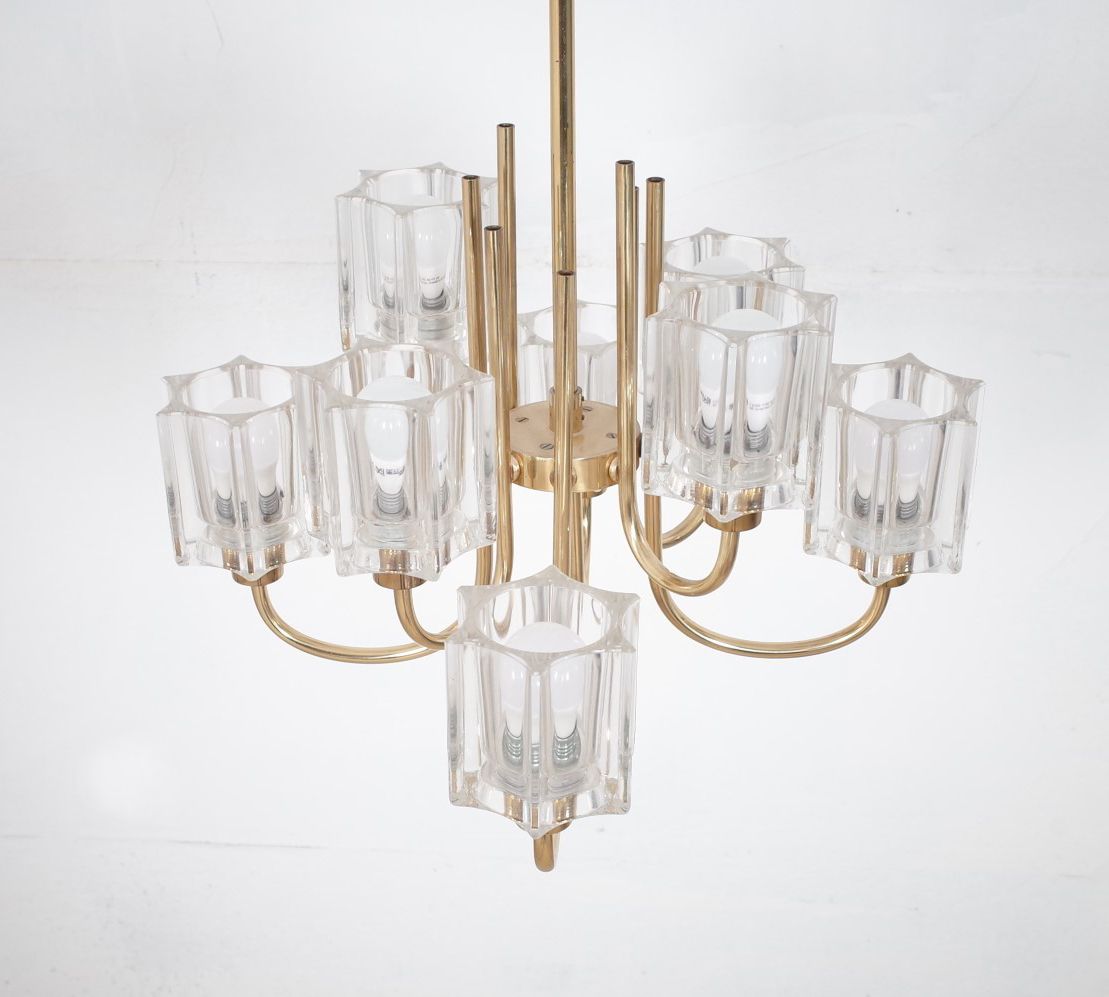 photo vinterior Crystal Glass Chandelier By Peill & Putzler 1970s