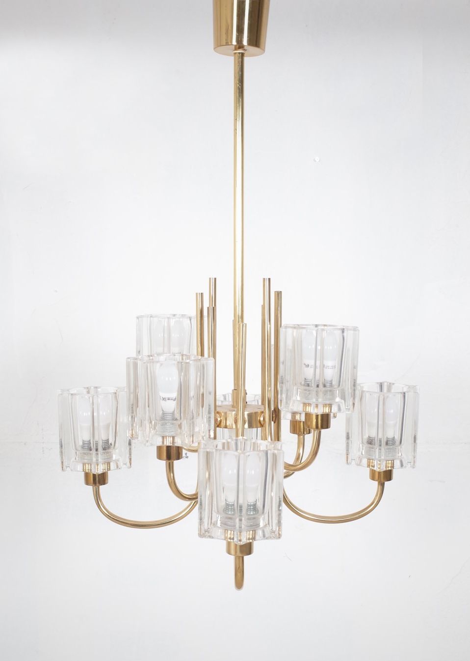 photo vintage Crystal Glass Chandelier By Peill & Putzler 1970s