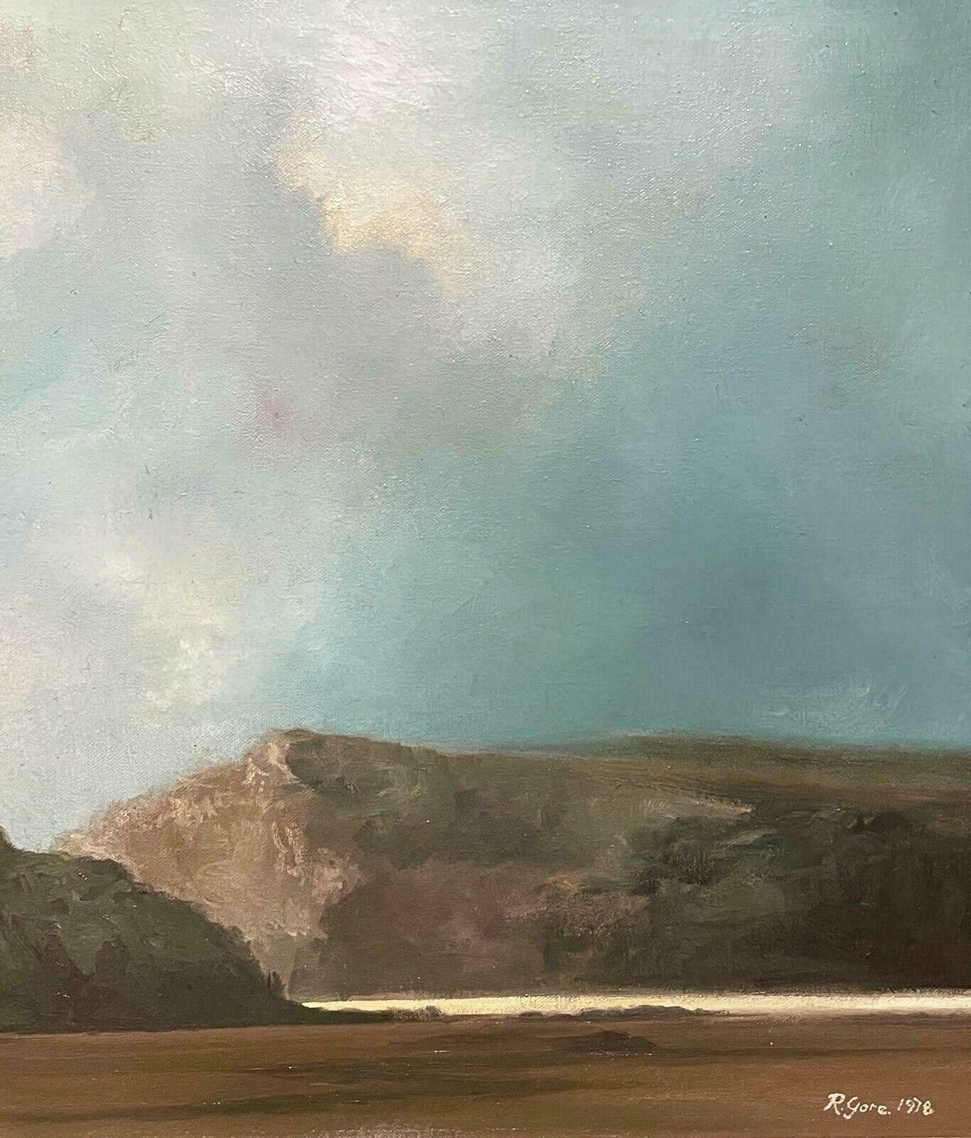 R.Gore1970s British Impressionist Signed Oil Painting   Windswept Beach Scene & Cliffs20th Century photo buy