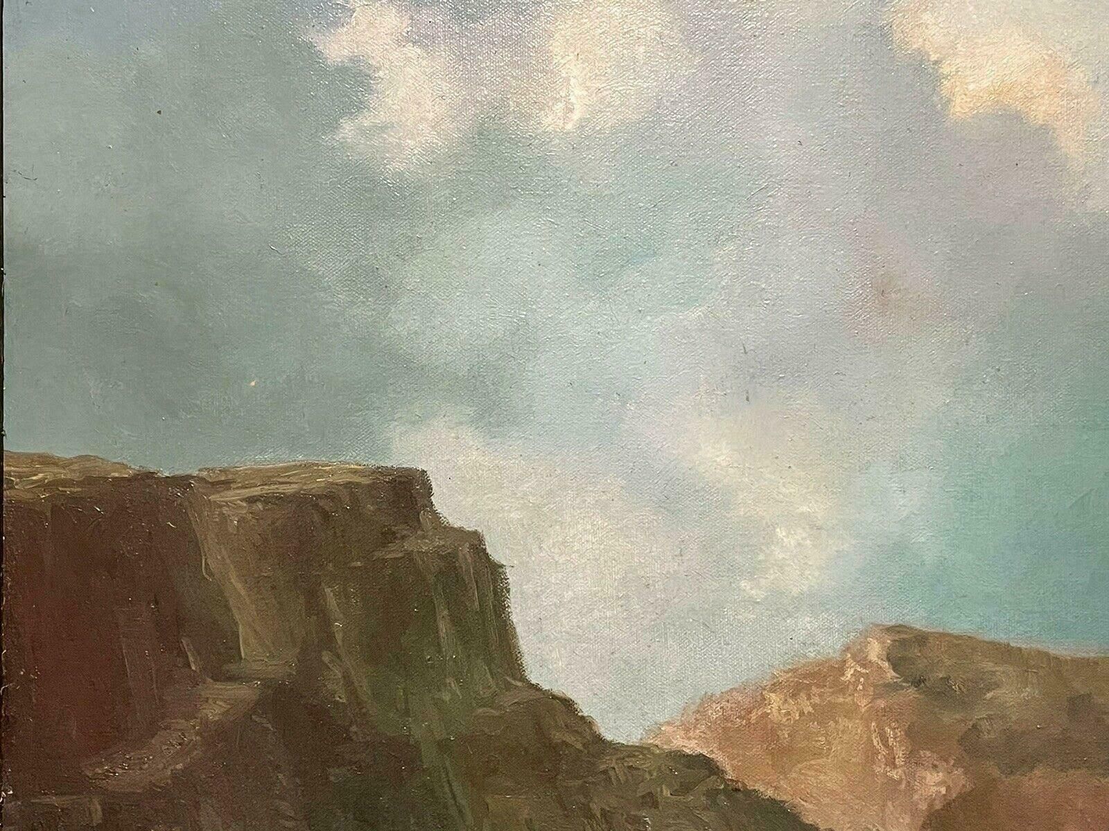 photo furniture R.Gore1970s British Impressionist Signed Oil Painting   Windswept Beach Scene & Cliffs20th Century