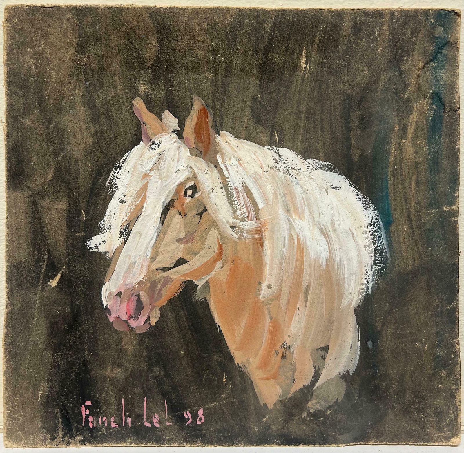 Fanch Lelportrait Of A Palomino Light Chestnut Horse With Flowing Mane Original Painting20th Century photo furniture