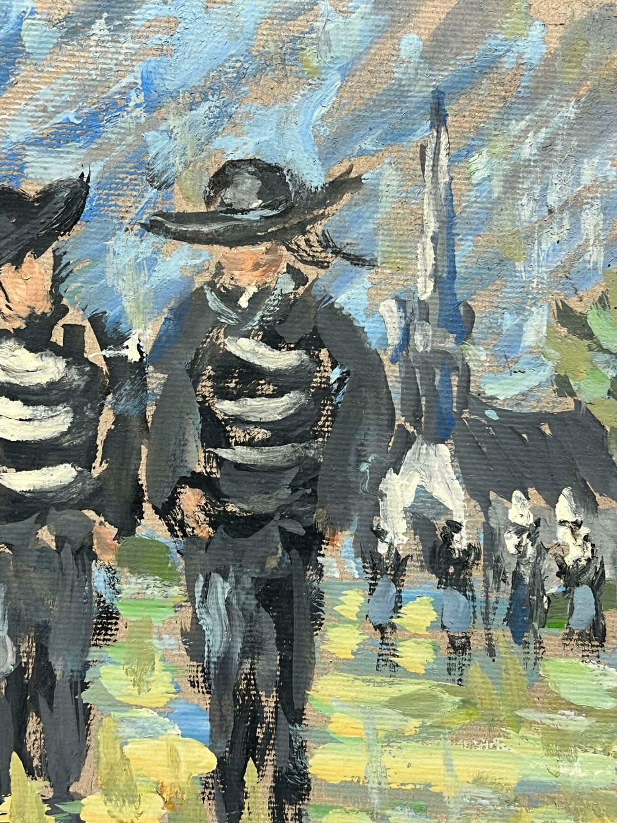 Fanch Lelimpressionist Breton Fisherman In Traditional Costume Near Coastal Church20th Century photo for sale