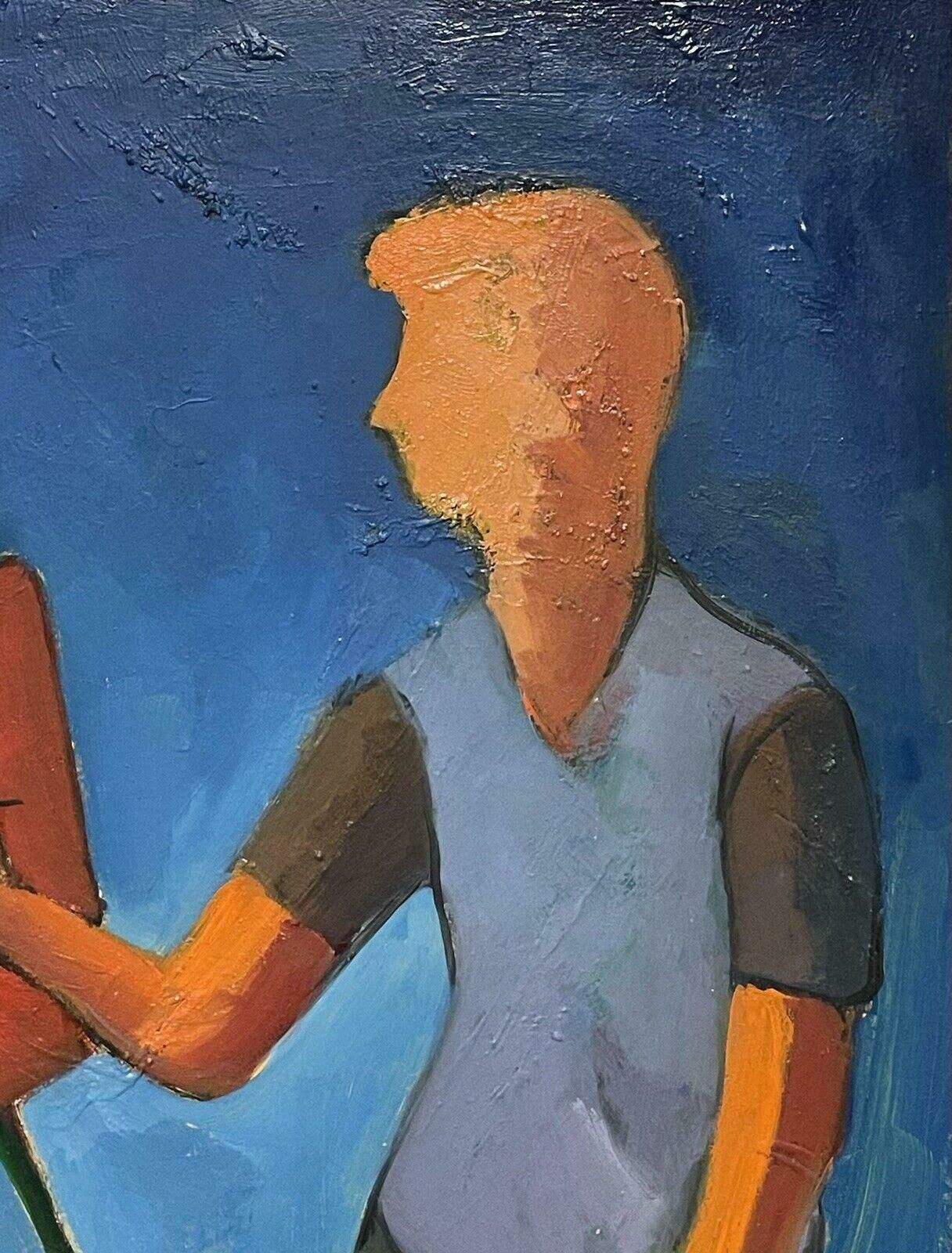 Serge Mallettfrench Modernist Signed Oil   Artist At Their Easel Painting   Amazing Colours20th Century photo buy