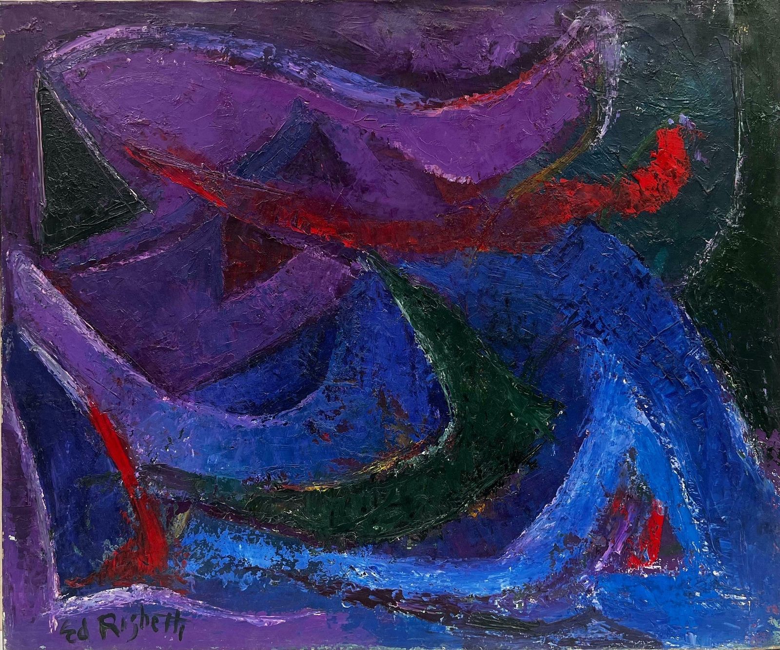 édouard Righetti (1924 2001)1960s French Bright Abstract Amazing Purple Colors & Composition1960's photo furniture