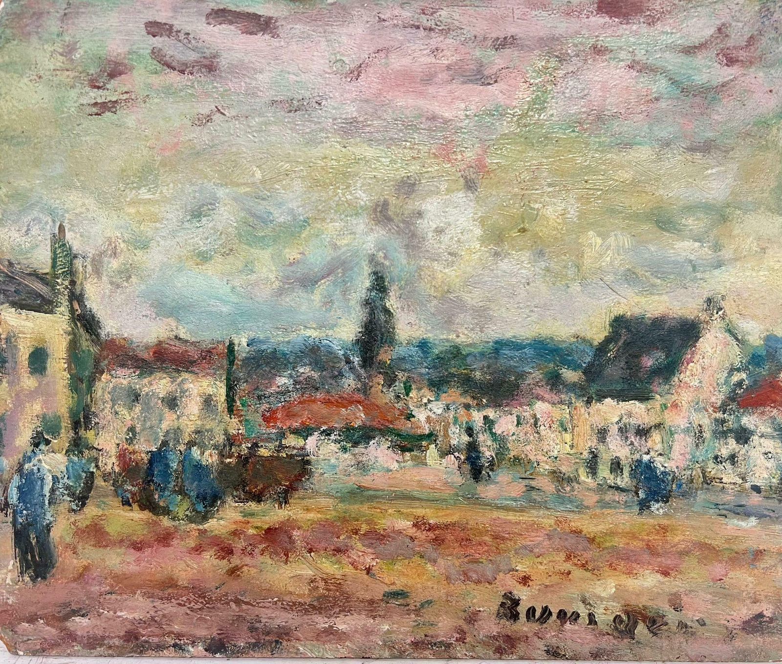 Georges Bousquaitmid 20th Century French Post Impressionist Grand Place De Charroux Vienna Town
