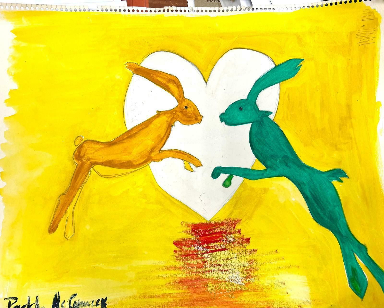 Irish Contemporarymarch Hare Colorful Irish Contemporary Abstract Painting Cubist Work Of A Hare2022 photo vinterior
