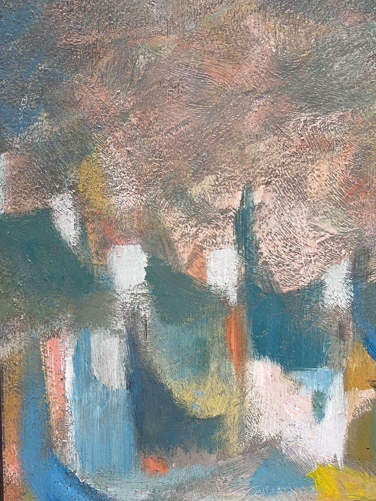 Gerard Guegueniatfrench Village Abstract Expressionist Signed Oil Warm Colours photo 3571.0