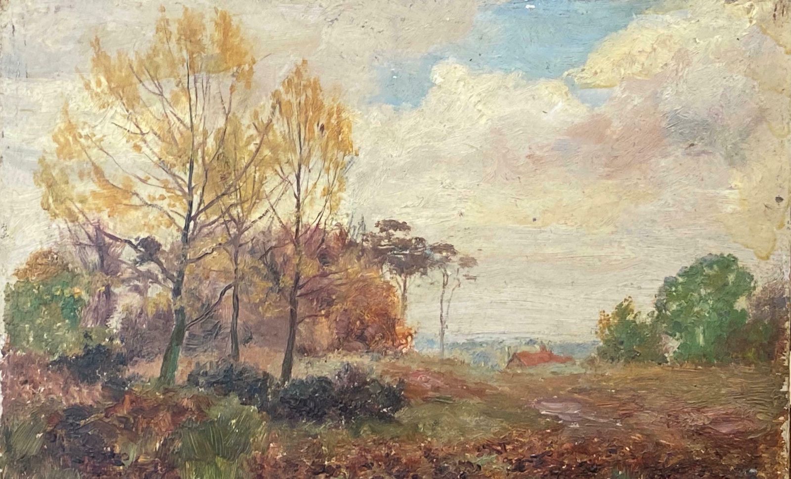 French Impressionist Impressionist Antique Painting   Autumnal Landscape