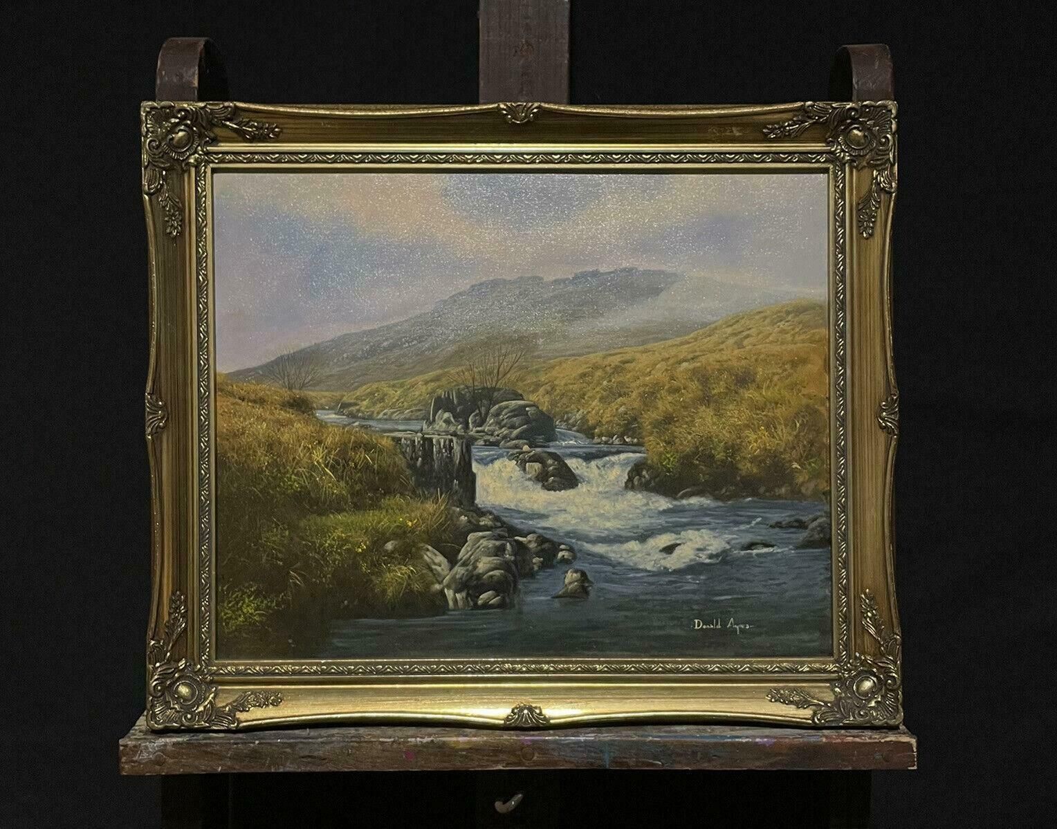 Donald Ayresscottish Highland River In The Mountains, Signed Original British Oil Painting photo furniture