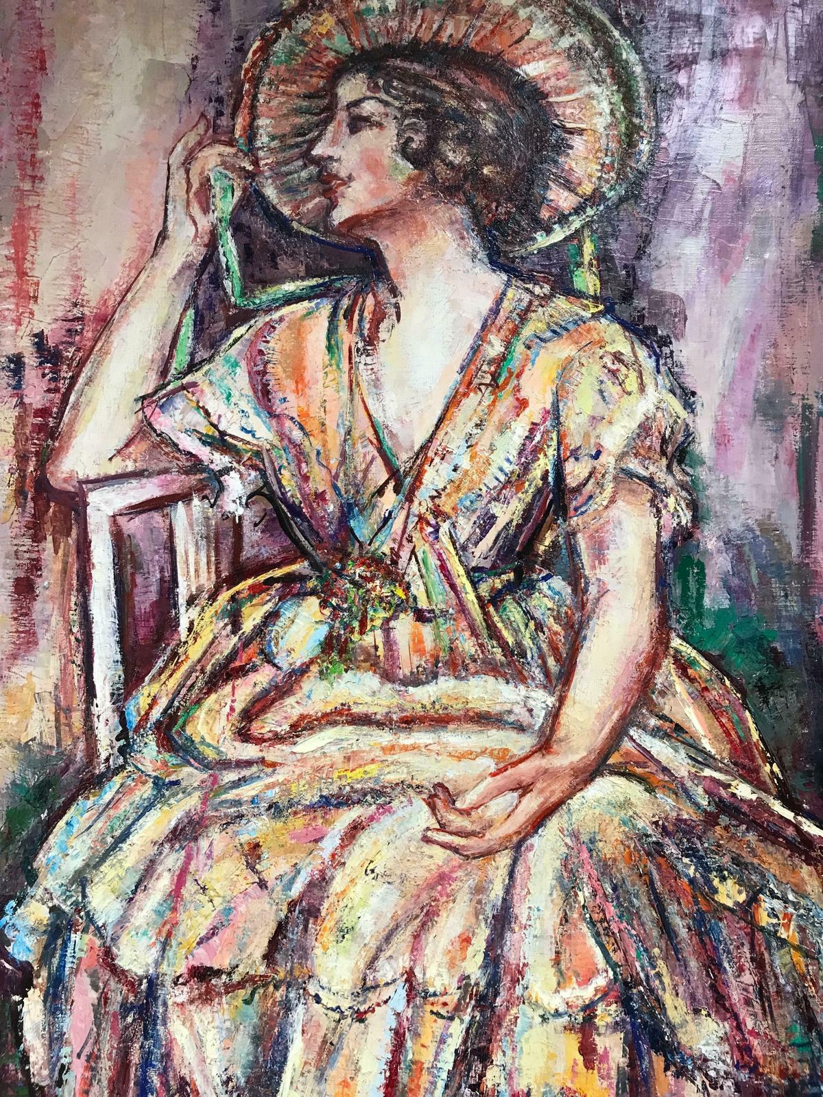Maria Tort Xirausigned Original Oil Painting   Lady In Hat photo Art