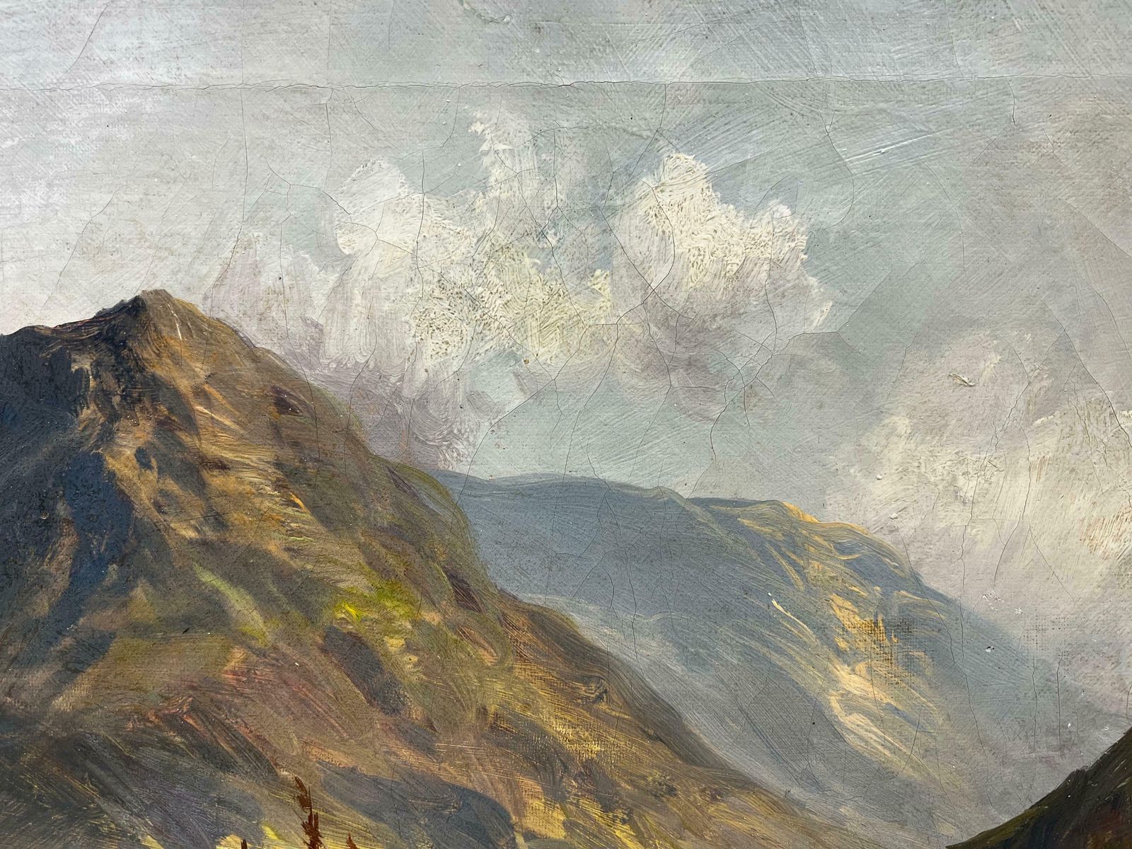 F. E. Jamiesonantique Scottish Highlands Landscape Signed Oil Painting River Through Glenc. 1920's photo Art