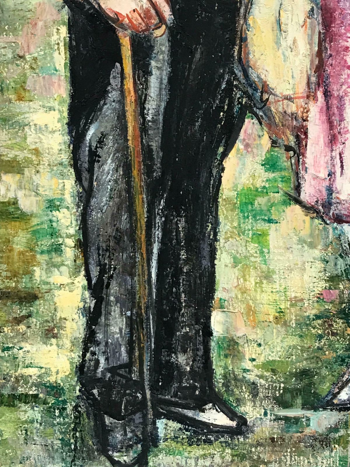Maria Tort Xirauelegant Smartly Dressed Couple Riverside Gardens, Signed Original Oil Paintingc. 1991 photo 1326.0