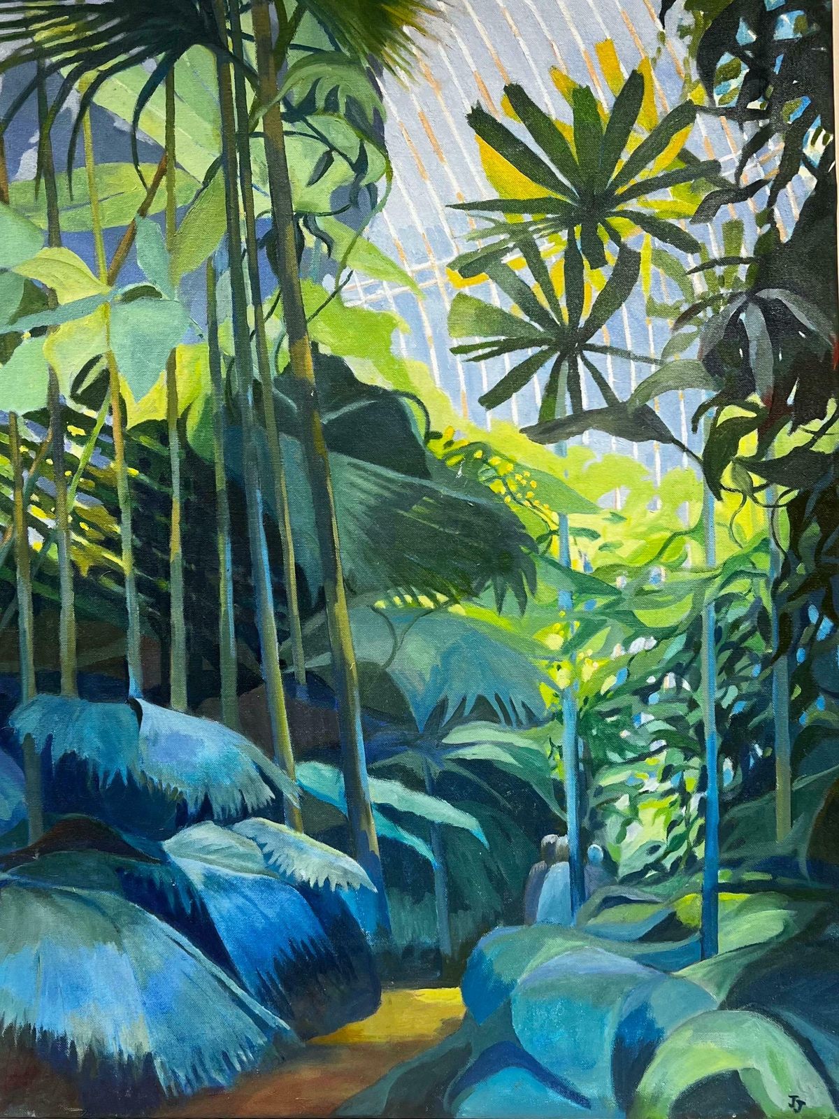 Modern Britishexotic Garden Plants Conservatory Interior Scene Dramatic Large Painting photo furniture