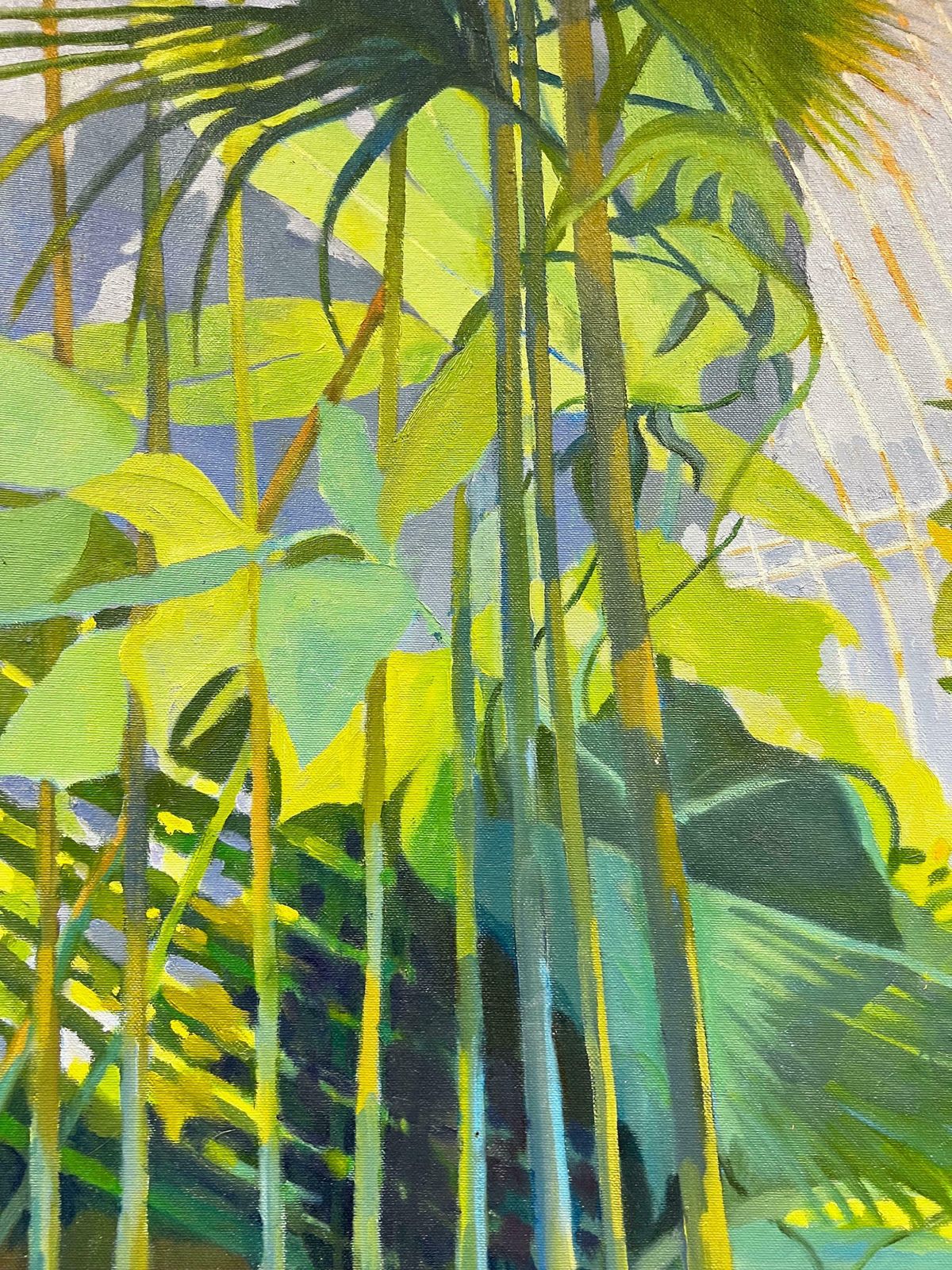 Modern Britishexotic Garden Plants Conservatory Interior Scene Dramatic Large Painting photo Art