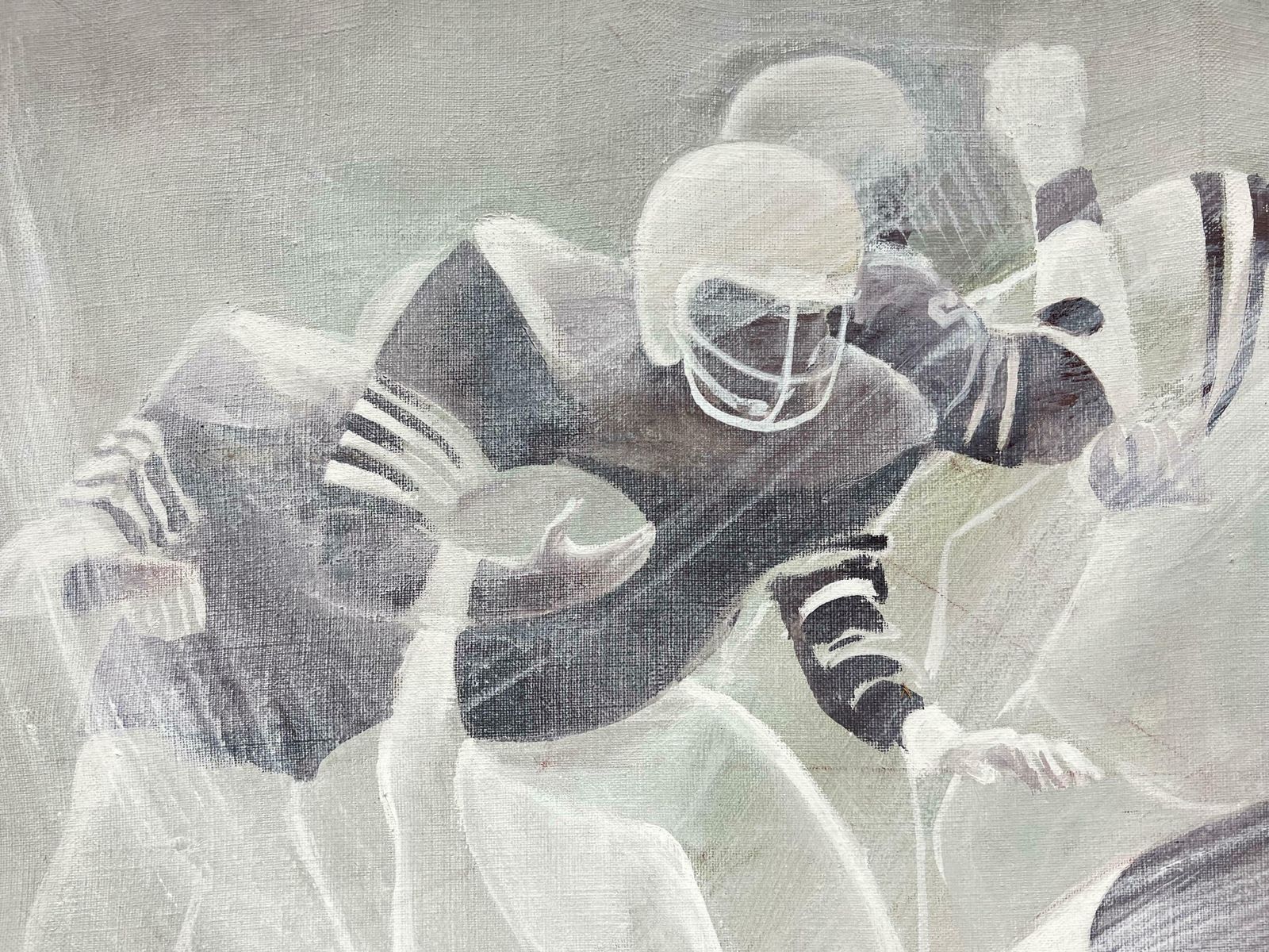 20th Century French Schoolamerican Soccer Game, Dramatic 20th Century Oil Painting, Signed 1980's Period photo Art