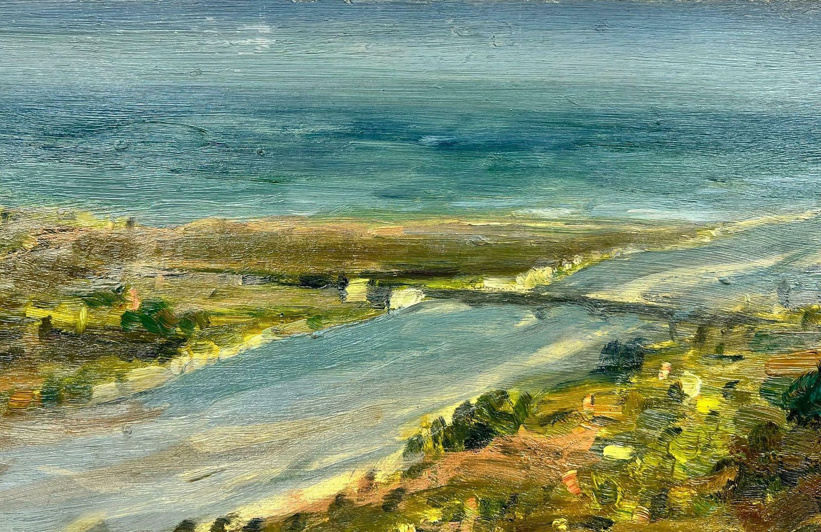 Josine Vignonsea Bridge French Landscape Impressionist Signed Oil1960's photo furniture