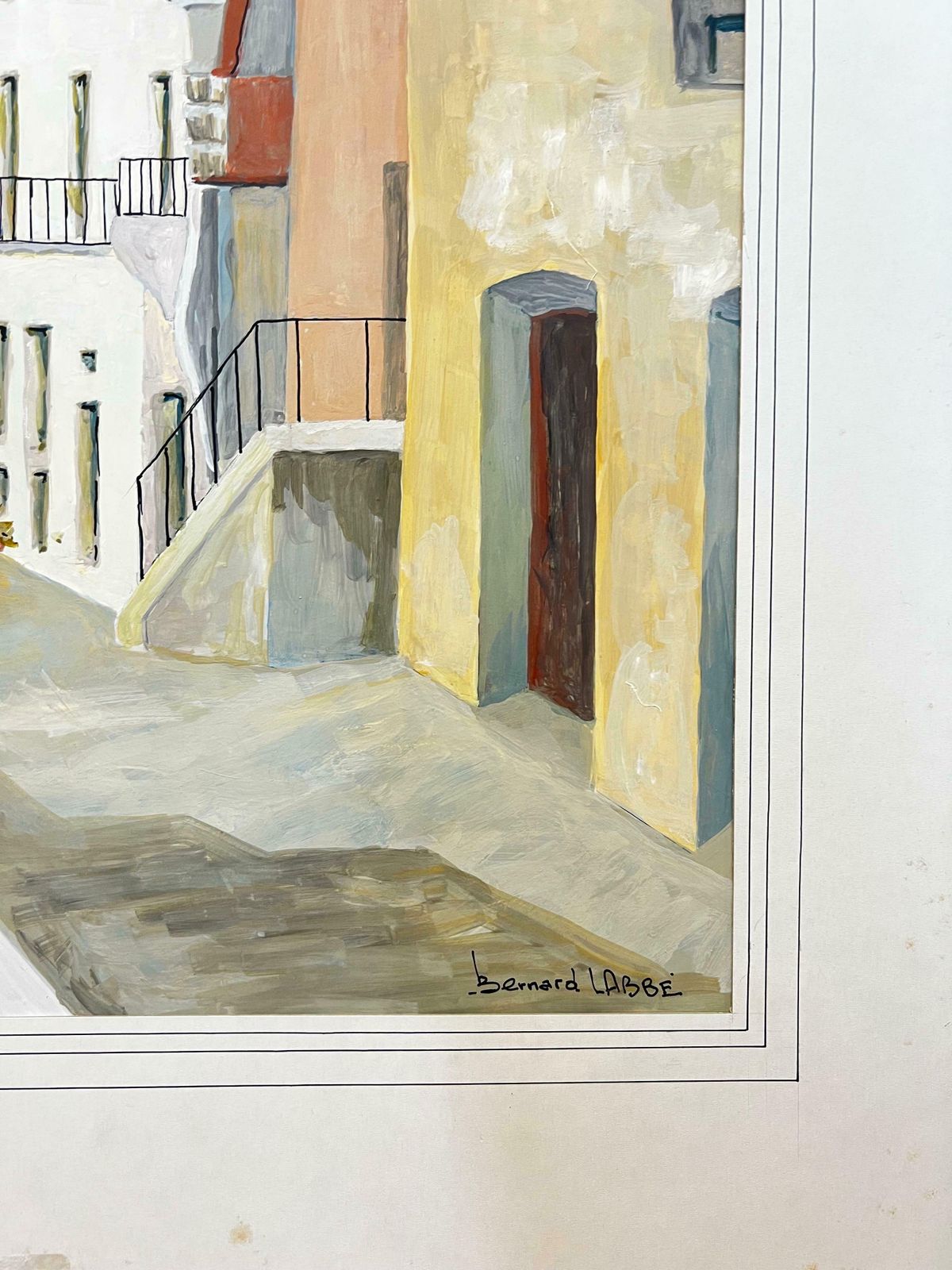 Bernard Labbe1950's Big Modernist/ Cubist Painting   Terraced French Apartments1950's photo Art