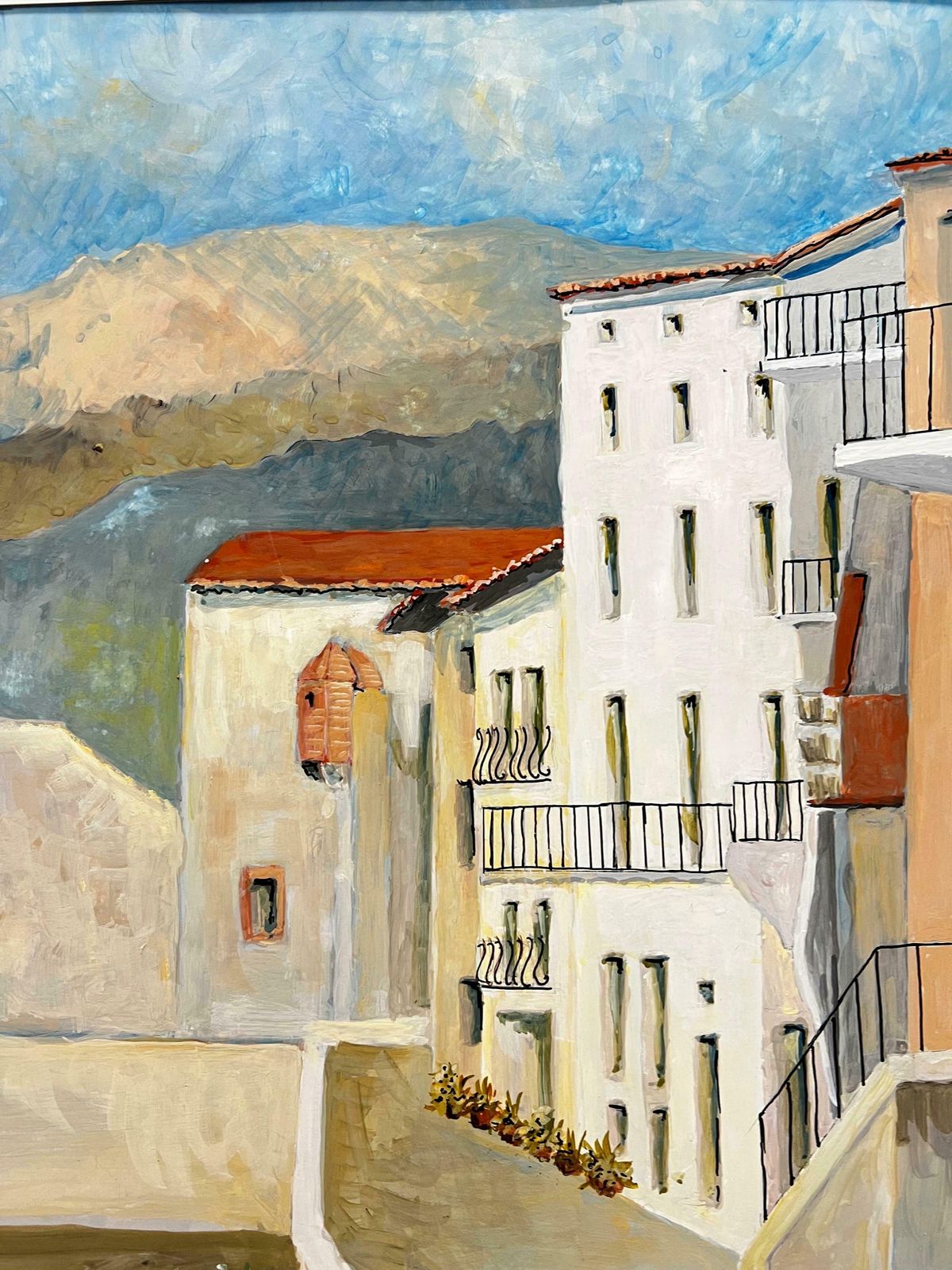 Bernard Labbe1950's Big Modernist/ Cubist Painting   Terraced French Apartments1950's photo vinterior