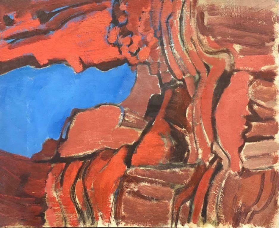 Elisabeth Hahn20th Century German Modernist Oil Painting Abstract Composition On Canvas20th Century photo furniture