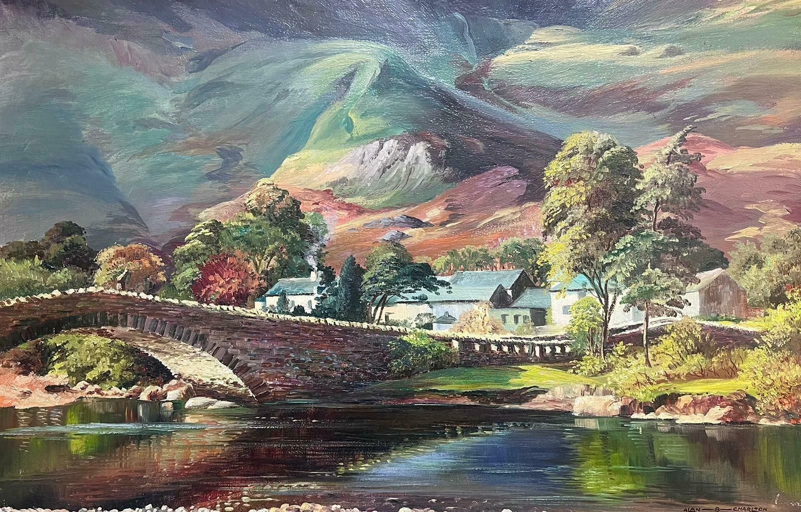 Alan. B. Charltonborrowdale English Lake District Large Signed Framed English Oil Painting photo furniture