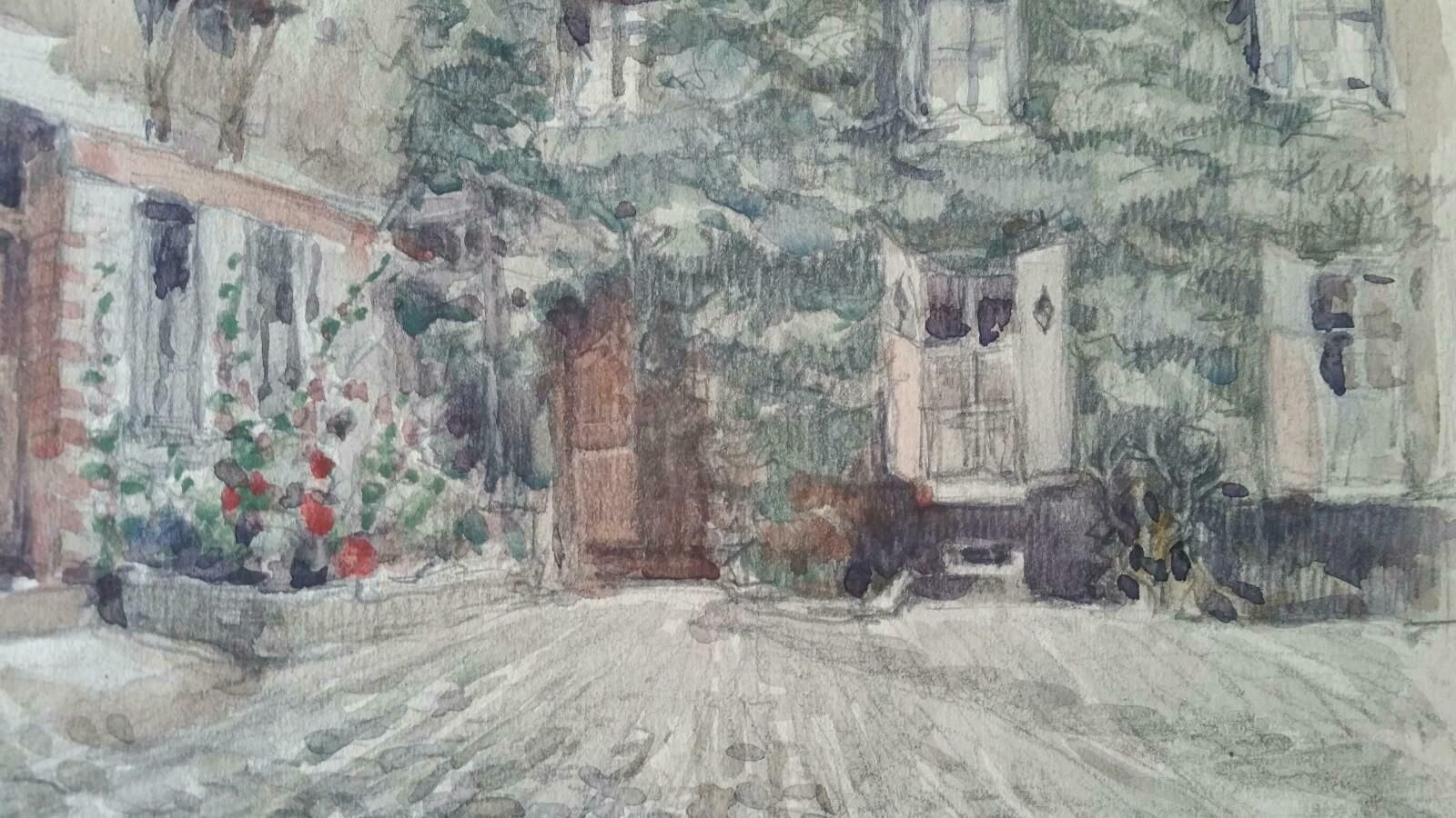 Henri Milochecole De Paris Mid 20th Century Paris: Atelier Studio French Watercolour 1940's photo Art