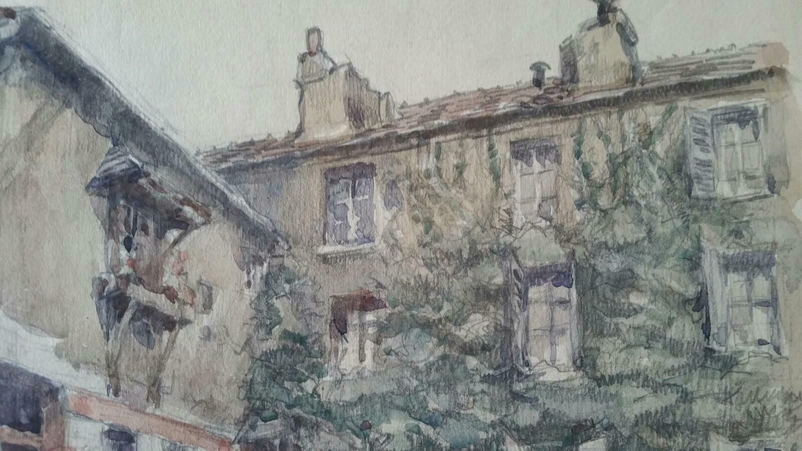 Henri Milochecole De Paris Mid 20th Century Paris: Atelier Studio French Watercolour 1940's photo 403.0