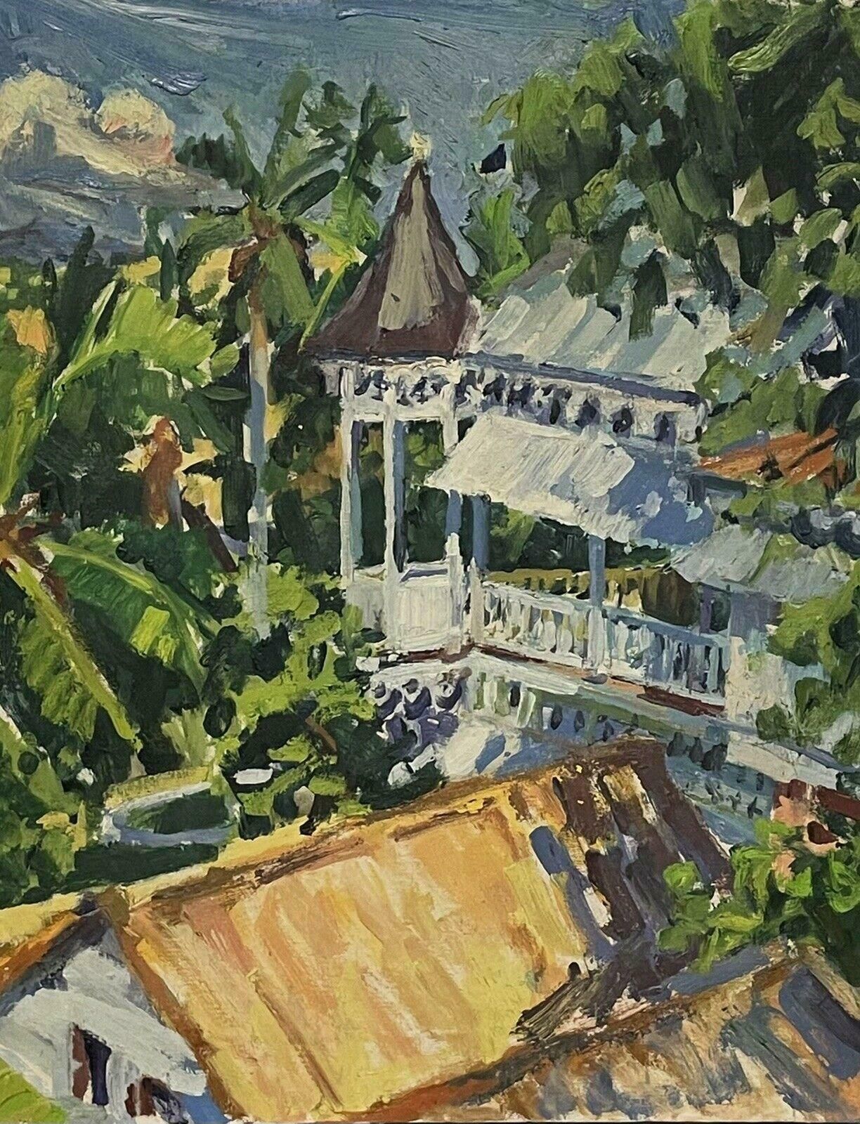 American Impressionistmid 20th Century American Impressionist Oil Colorful Garden Landscape View photo furniture