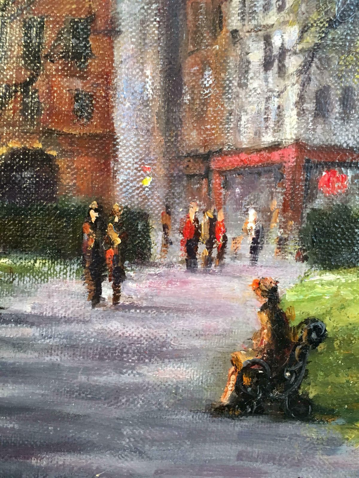 Anthony Hedgespark Walk, Impressionist City Scene, Signed Oil Paintingc.1950 photo Art