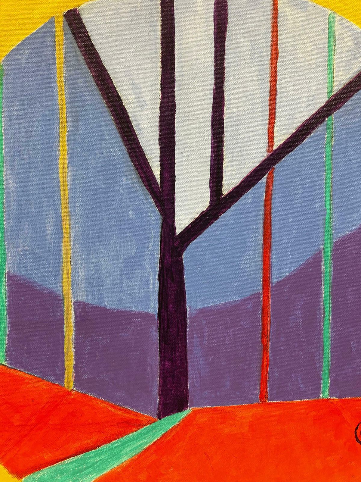British Contemporarycircular Abstract British Contemporary Painting On Canvas Red Blue Gold Purple photo furniture