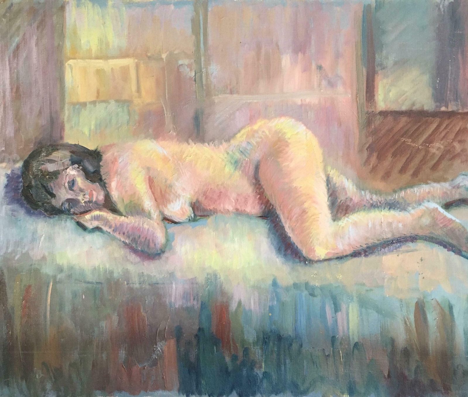 Beryl Dartonimpressionist Nude, British Artist, Strong Colours, Original Oil Paintingc.1970s