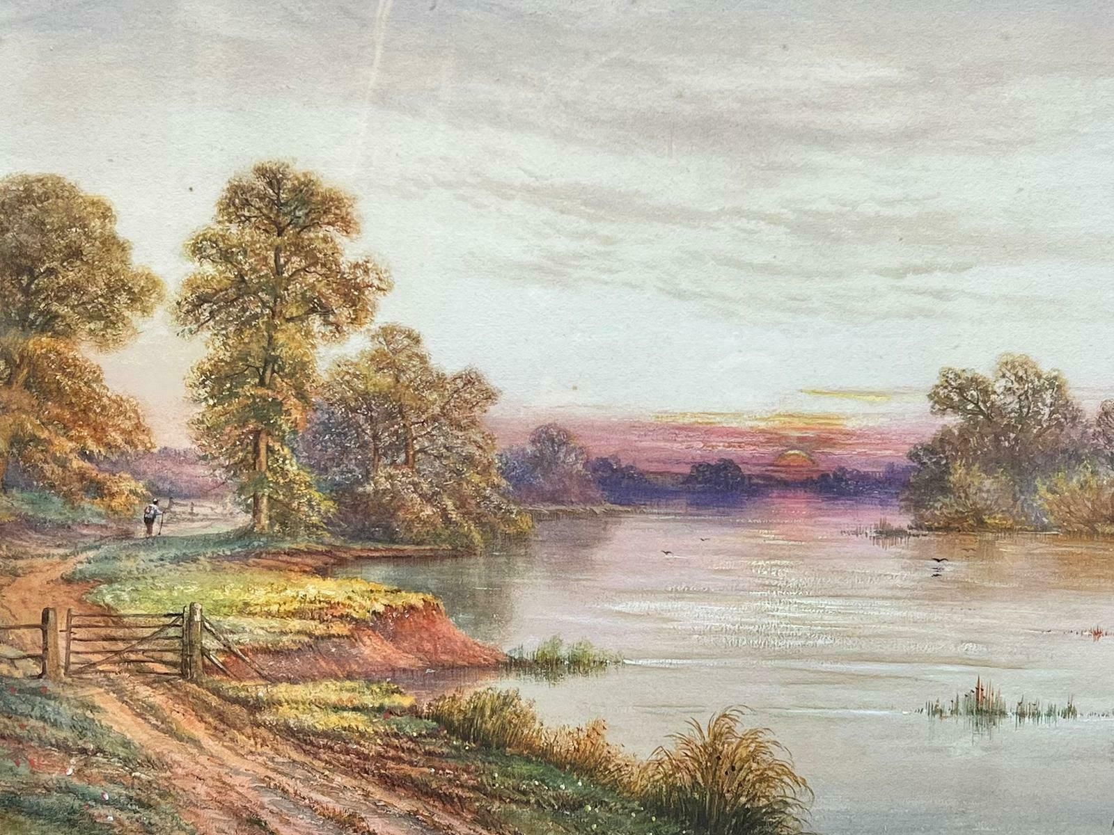 Arthur De Breanskithe Track Alongside The Fishing River Sunset Landscape Fine Antique British photo furniture