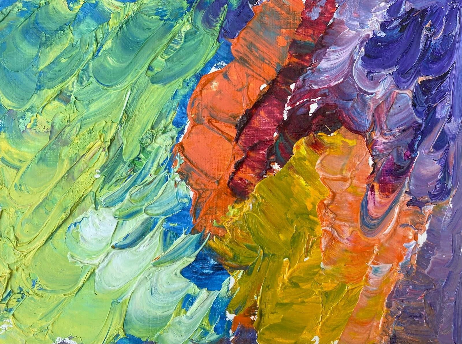 Maggy Claryssemulticolored French Impressionist Oil Painting Thick Abstract C.2000