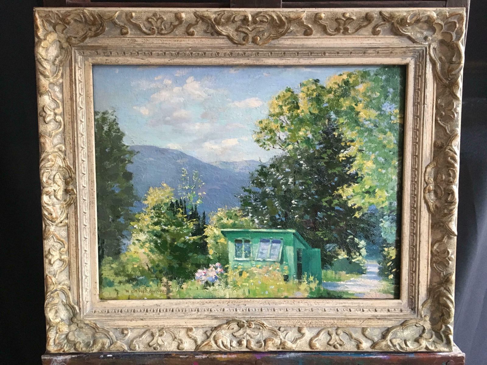 Hugh Cameron Wilsonthe Potting Shed, Impressionist Landscape, Oil Painting, Signed photo furniture