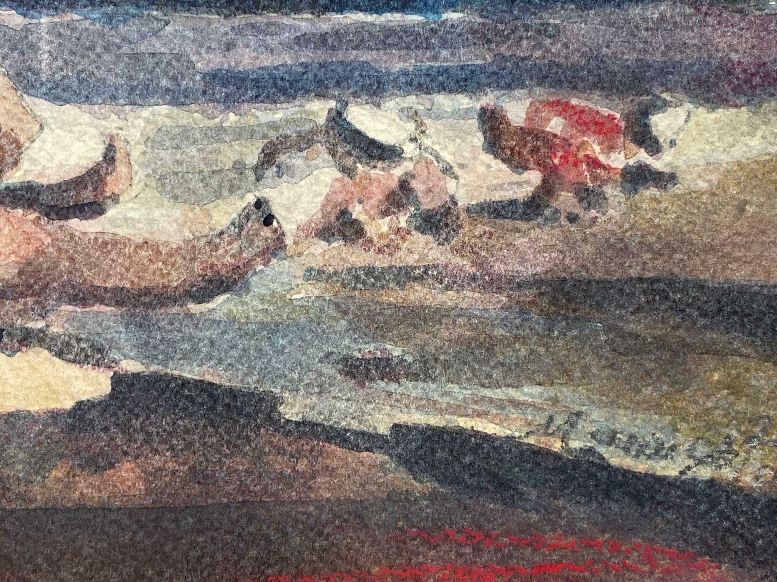 Maurice Mazeiliemaurice Mazeilie   French Impressionist Signed Watercolour   Lady On The Beach photo 281.0