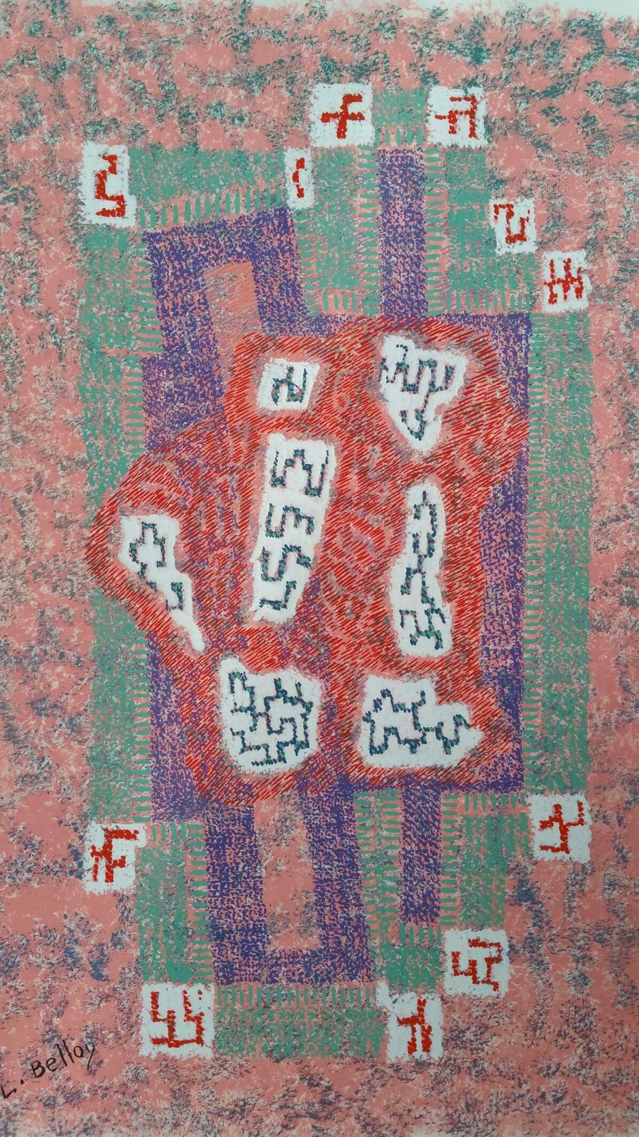 Louis Bellonfrench Neo Impressionist Pointillist Abstract Mid 20th Century Signed Paintingc. 1940s