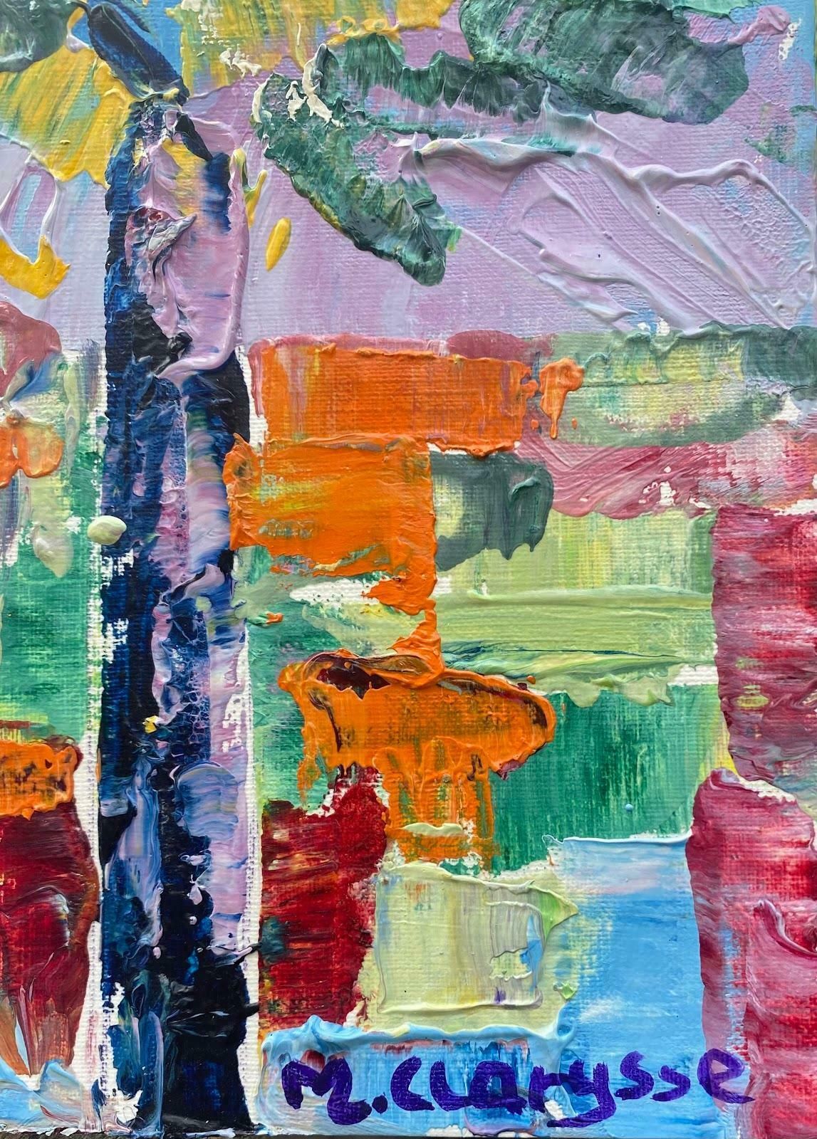 Maggy Claryssebright & Colorful French Landscape Impressionist Oil Painting Palm Treec.2000 photo furniture