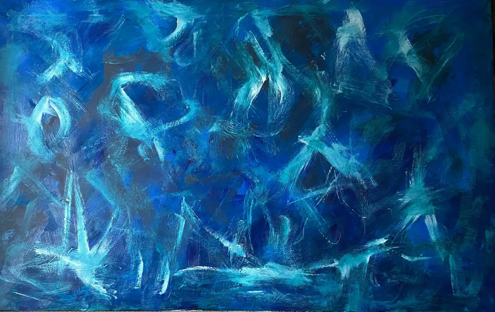 Sally Bradshawsally Bradshaw (B.1962) Contemporary Abstract British Painting   Explosive Bluesc.2019