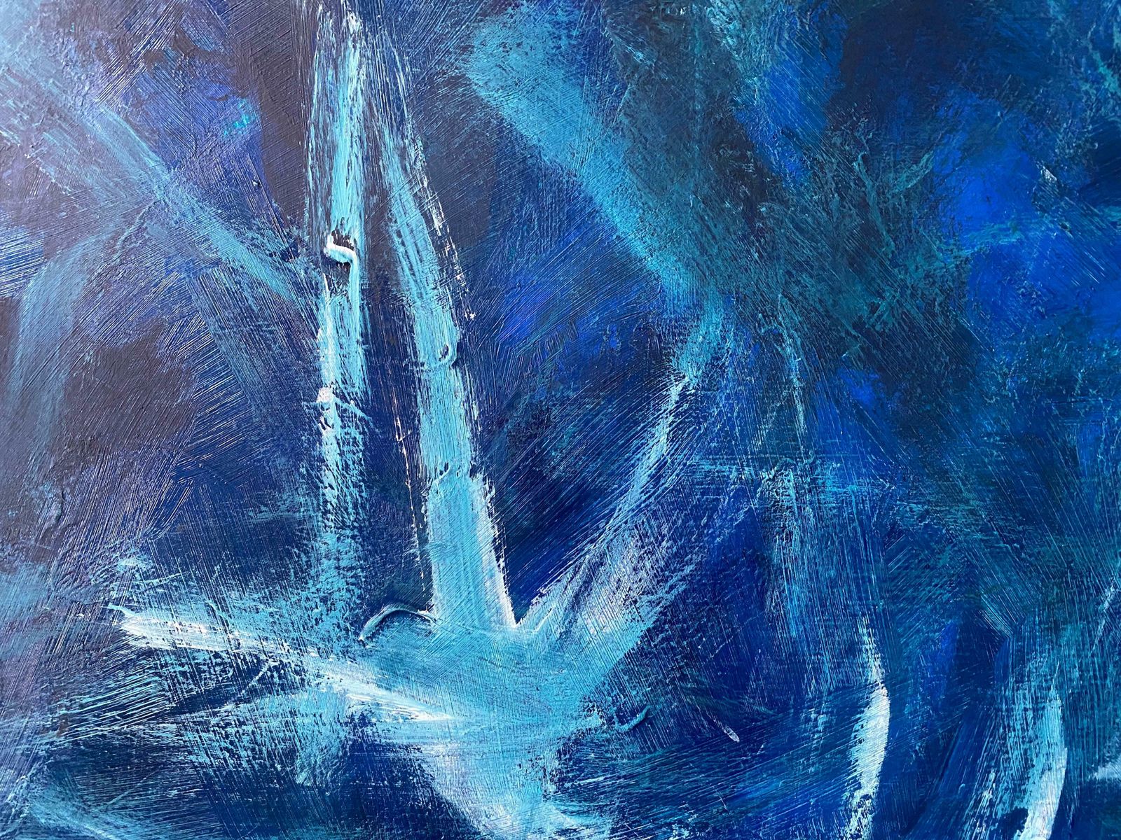 Sally Bradshawsally Bradshaw (B.1962) Contemporary Abstract British Painting   Explosive Bluesc.2019 photo for sale