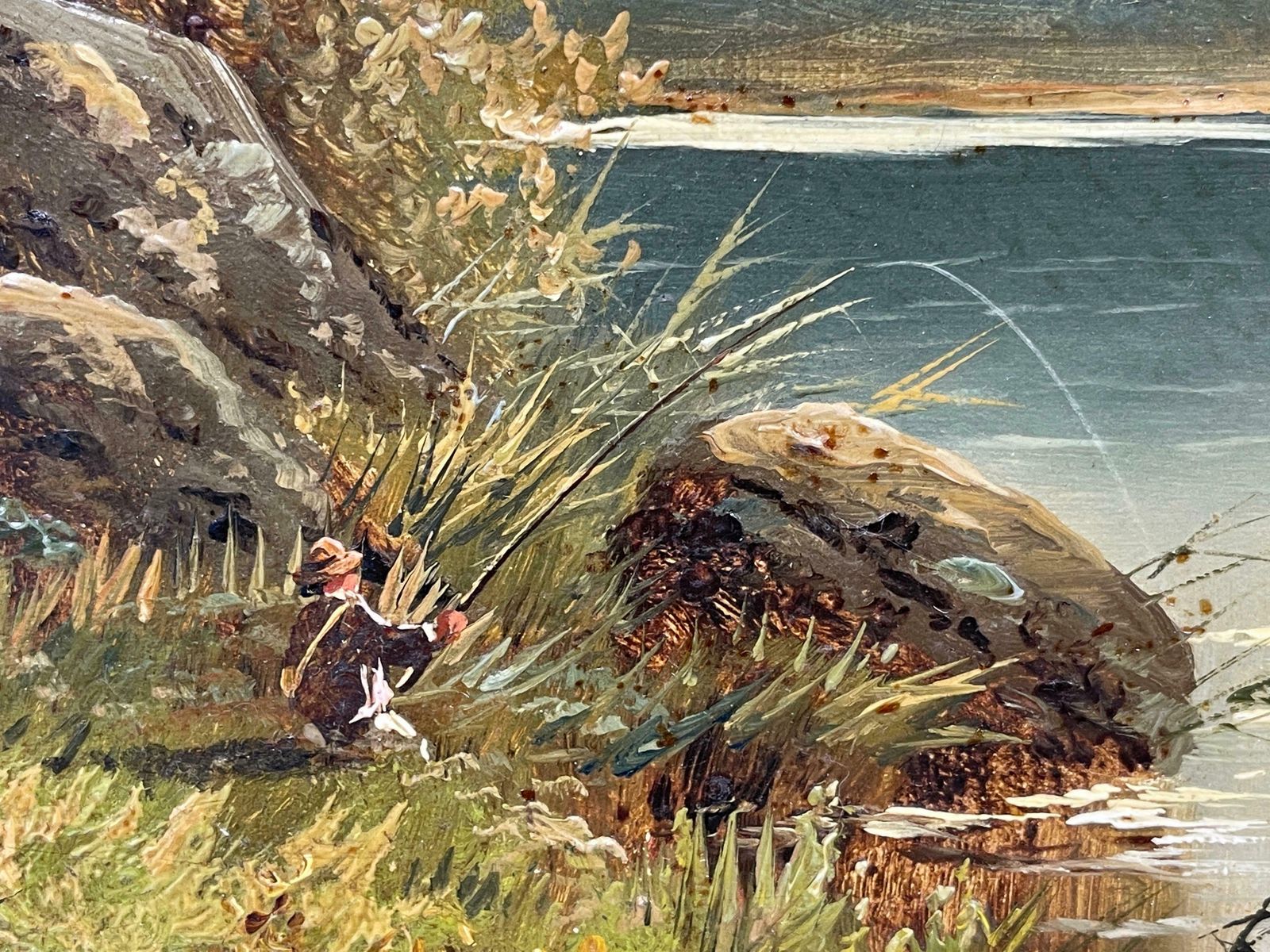 Victorian Scottishfine 19th Century Victorian Oil Painting Angler In Scottish Highlands Landscape19th Century photo for sale