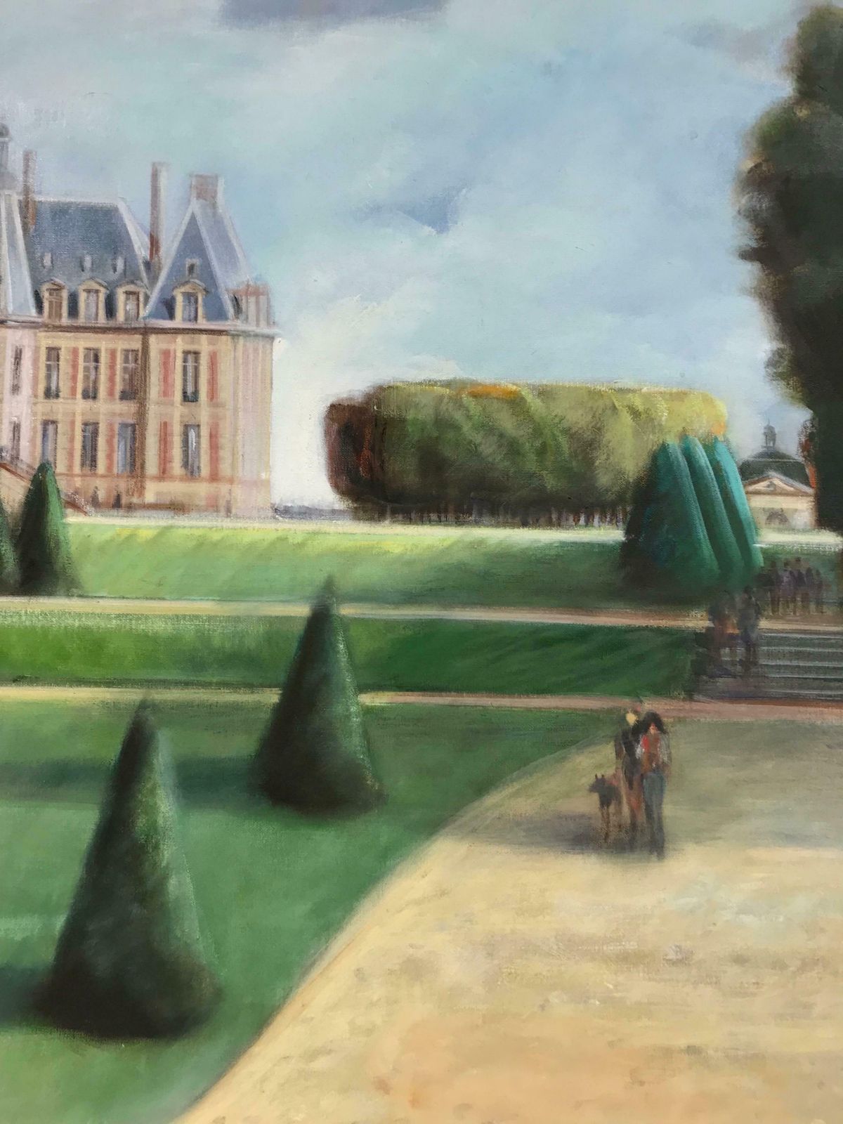 French Schoolchateau De Sceaux In Parkland, Fine French Impressionist Original Oil Painting photo vinterior