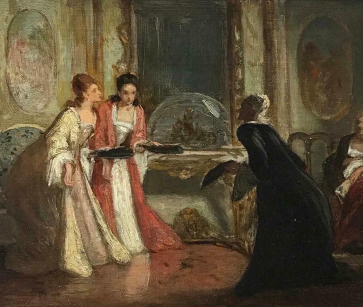David Wilkie Wynfieldfine Victorian British Oil Painting Elegant Figures In Sumptuous Interior Roomc. 1861