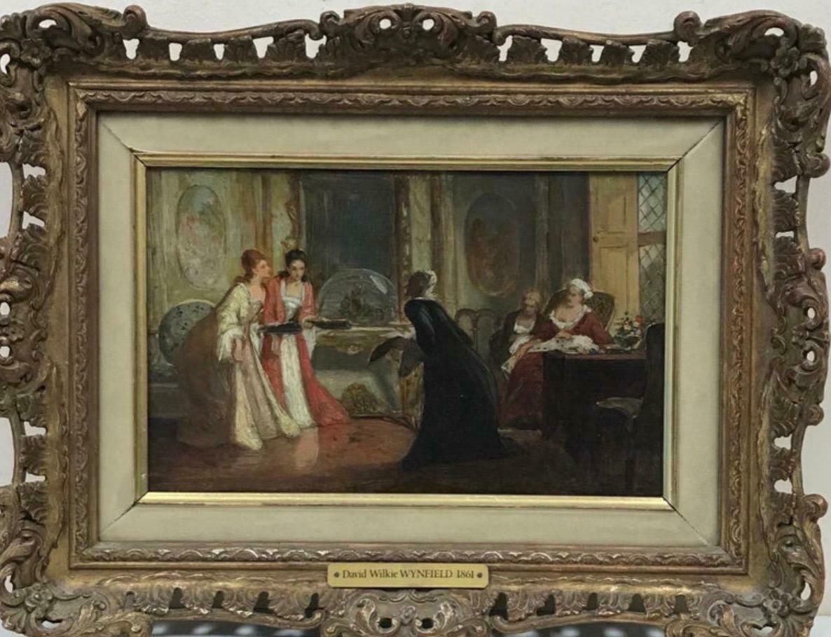 David Wilkie Wynfieldfine Victorian British Oil Painting Elegant Figures In Sumptuous Interior Roomc. 1861 photo furniture