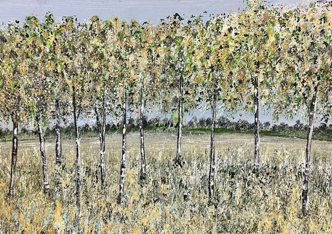Contemporary British Colourful Modern British Summer Tall Tree Landscape Symbolist Painting