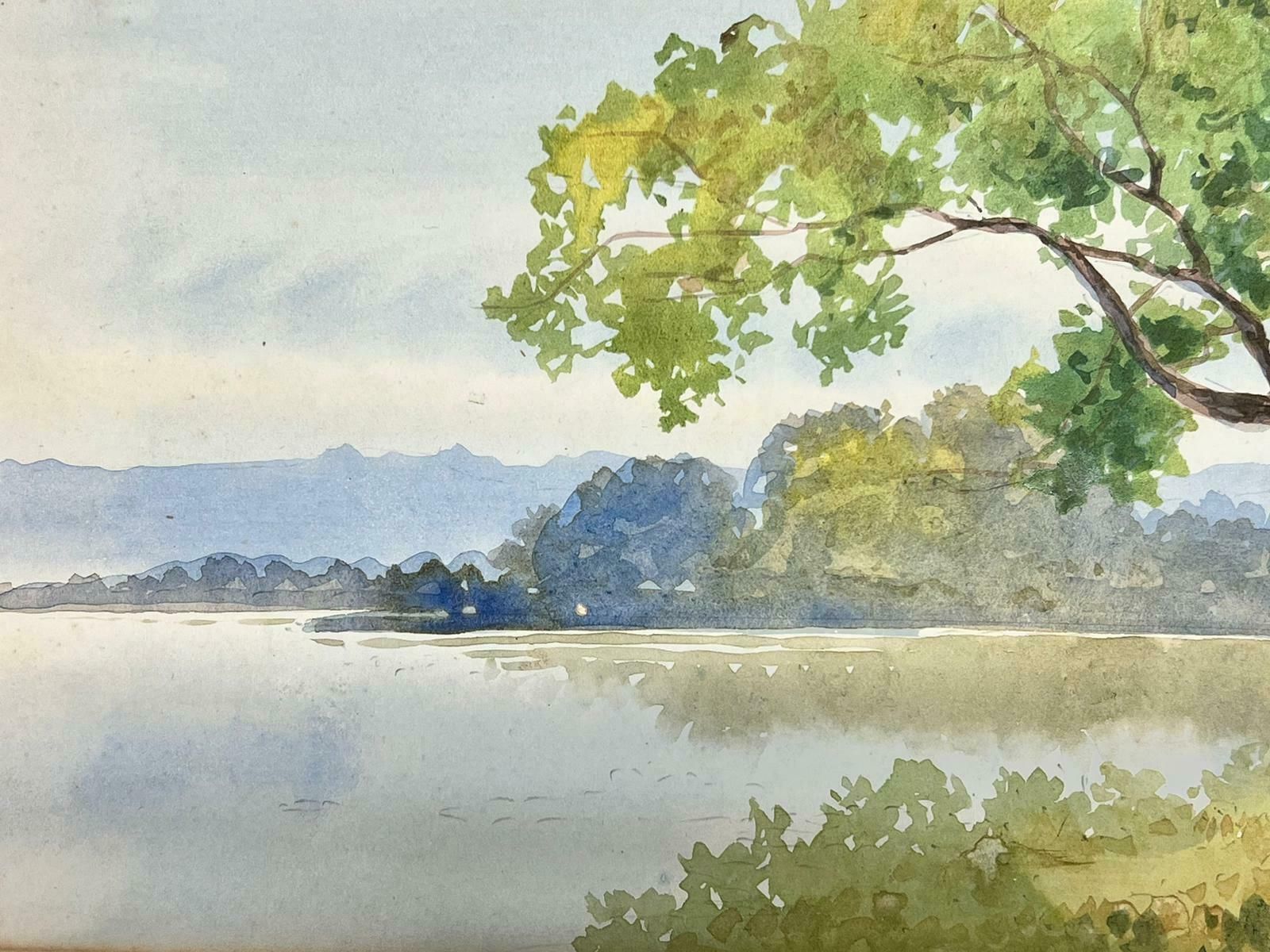Chinese Artistantique Impressionist Signed Painting Lady By Lake In Landscape photo for sale