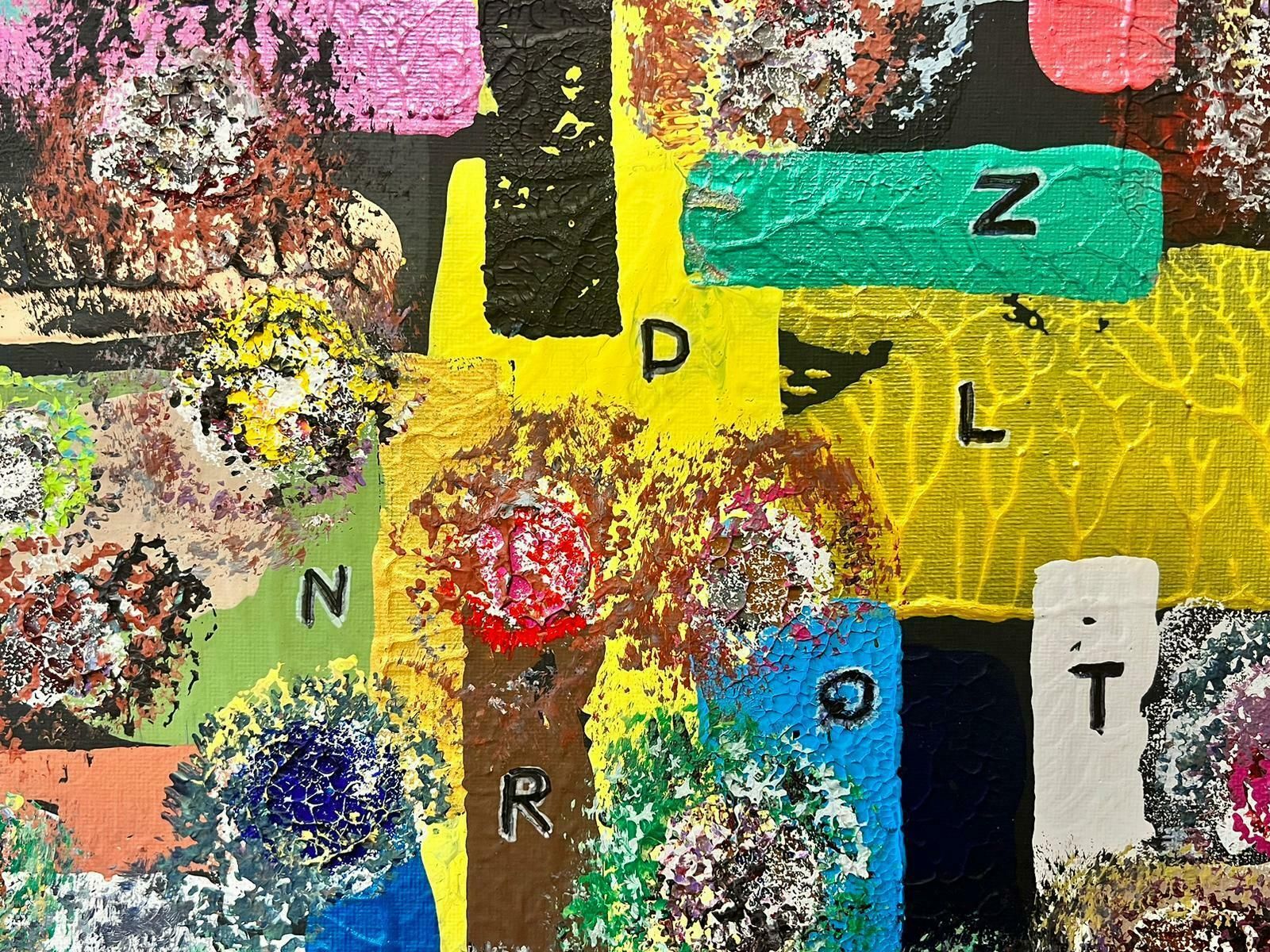 Contemporary British Colourful Modern British Abstract Painting Alphabet Letters photo furniture