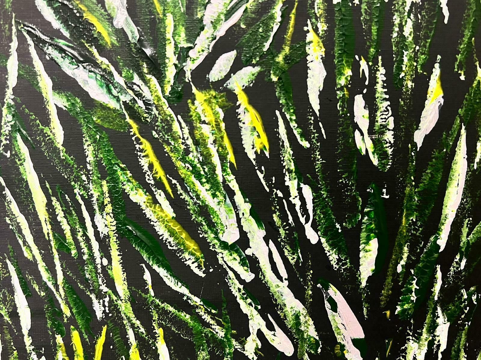 Contemporary British Very Thick Modern British Painting Green And White Yellow Long Wavy Grass photo furniture