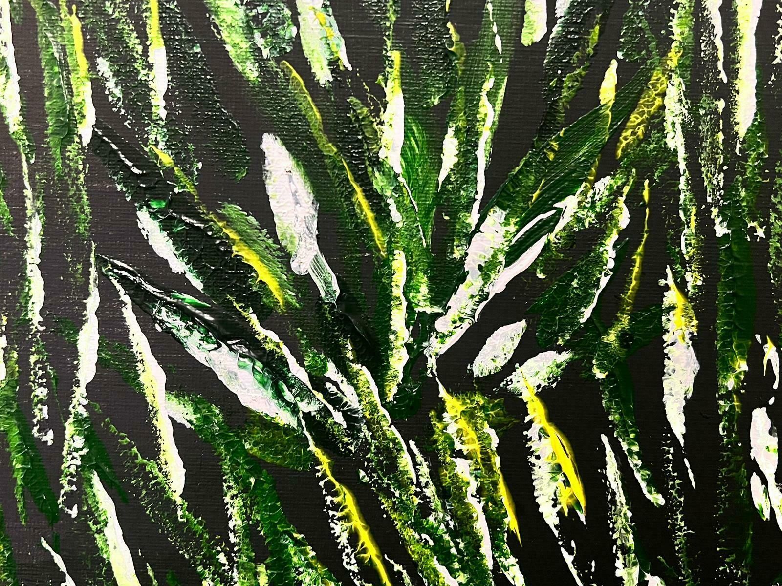 Contemporary British Very Thick Modern British Painting Green And White Yellow Long Wavy Grass photo 1530.0